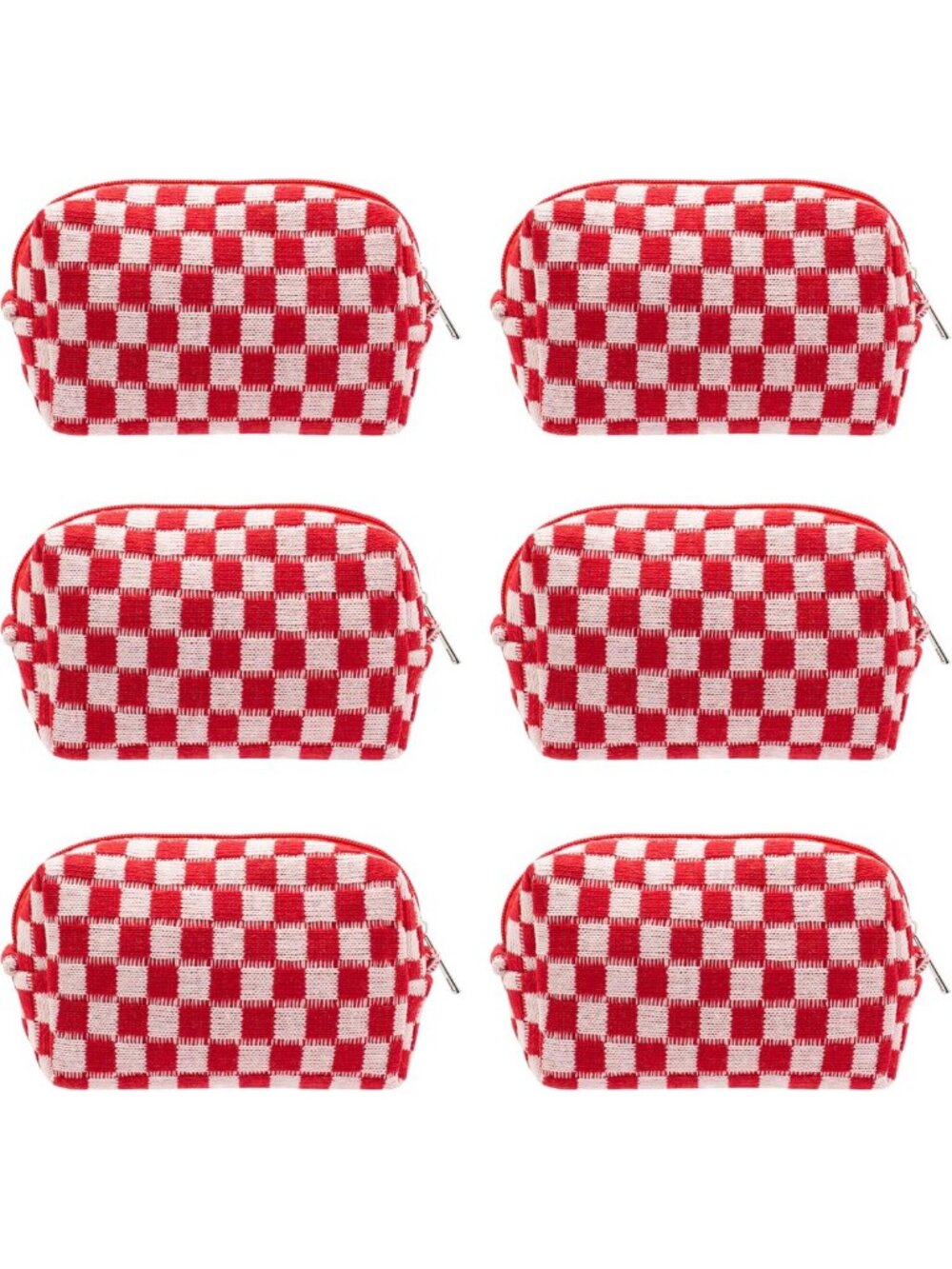 Cute Checkered Makeup Bag Set | Small Travel Cosmetic Pouches for Women